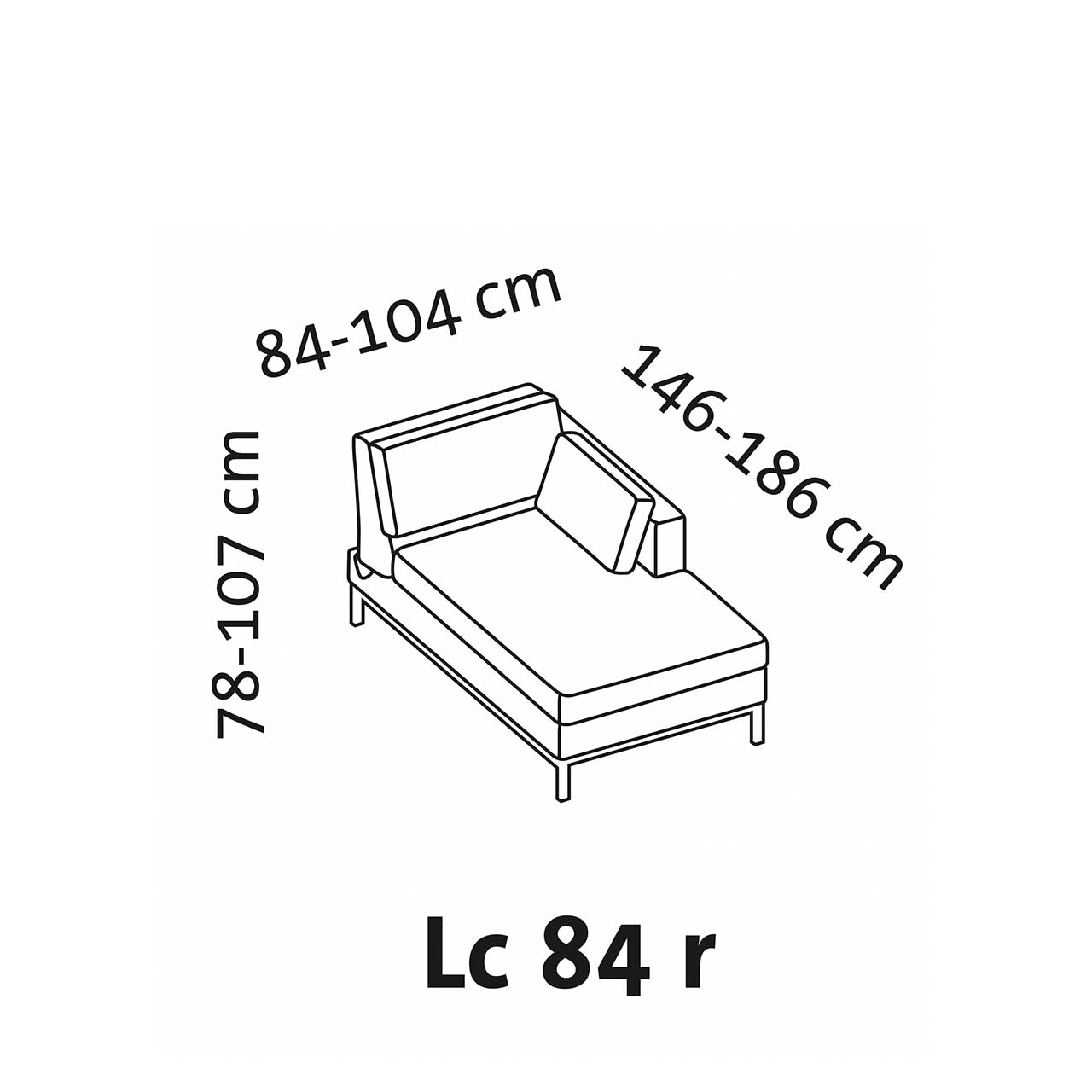 Maßzeichnung brühl tomo soft Longchair