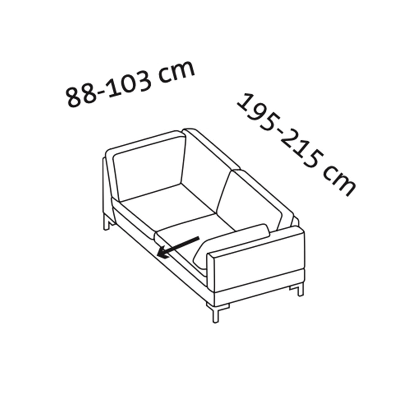 Maßzeichnung alba Eckanbausofa B2