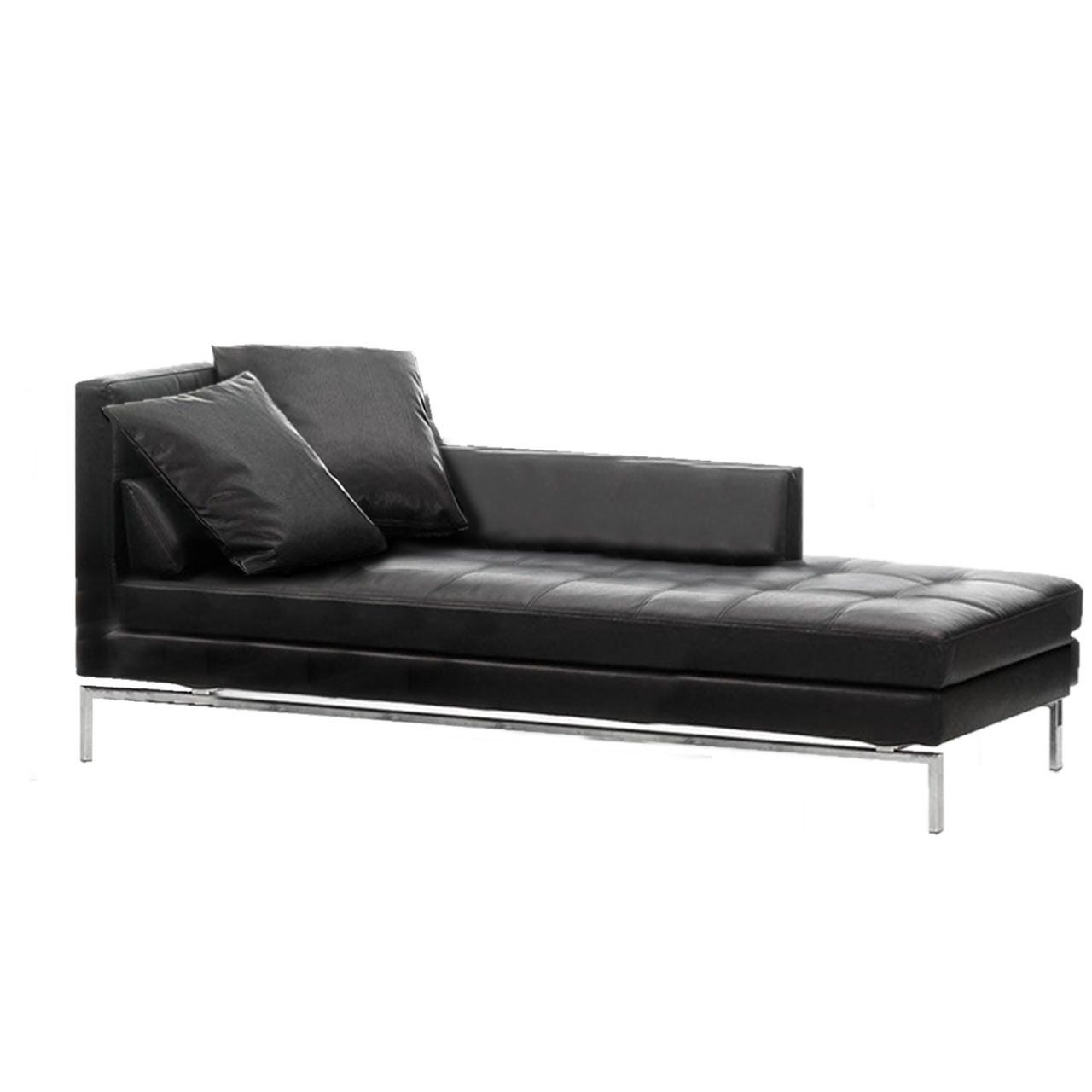 Schwarzer extra langer Longchair in schwarzem Leder. 