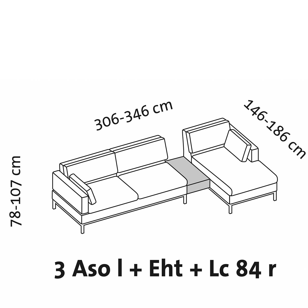 Maßzeichnung brühl tomo compact Eckgarnitur
