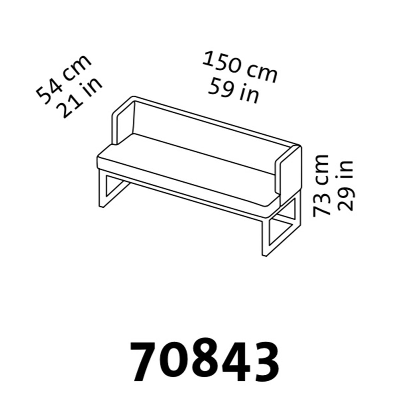 Maßzeichnung brühl belami low Polsterbank