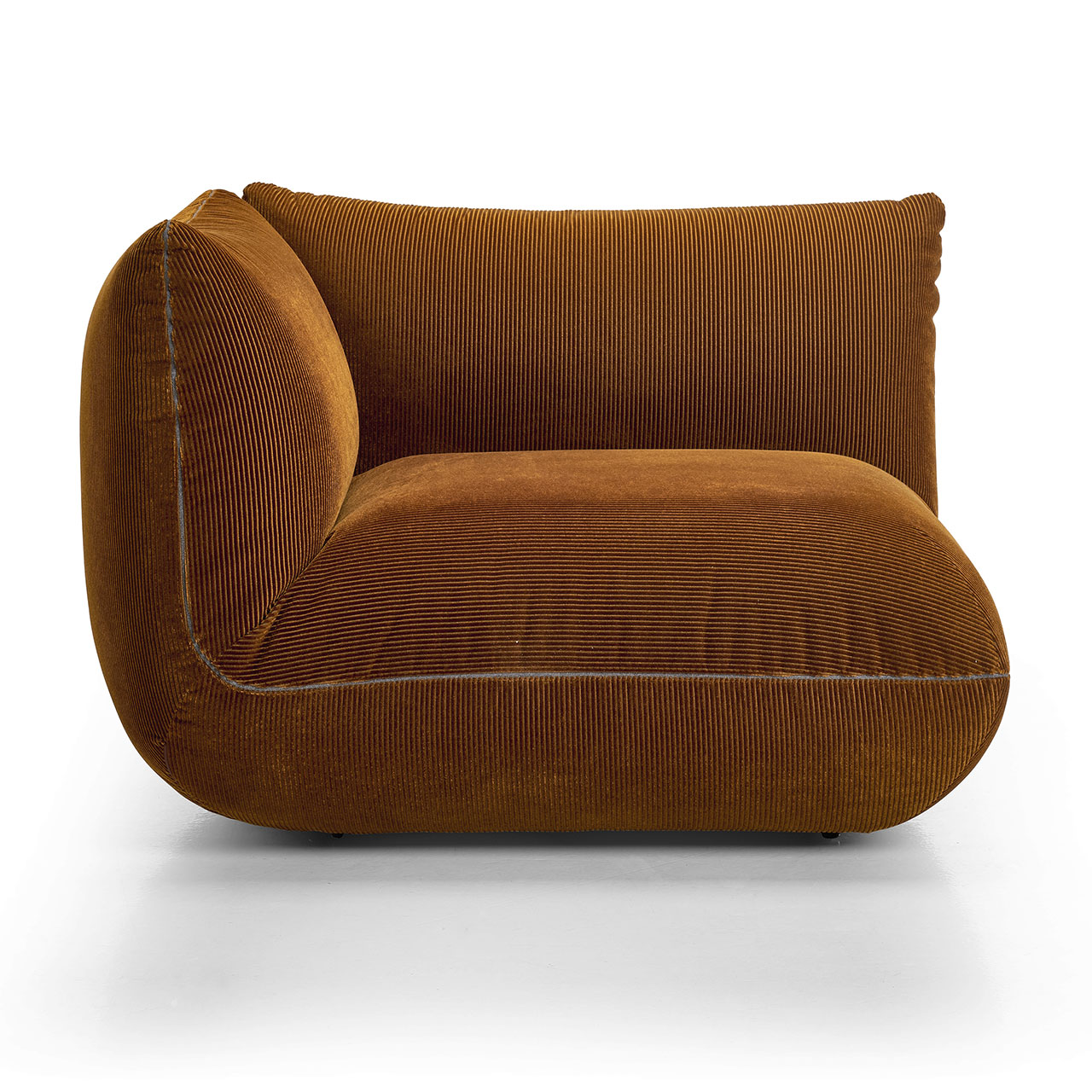 Eckelement aus braunem Cord mit gleichhohen Lehnen auf beiden Seiten