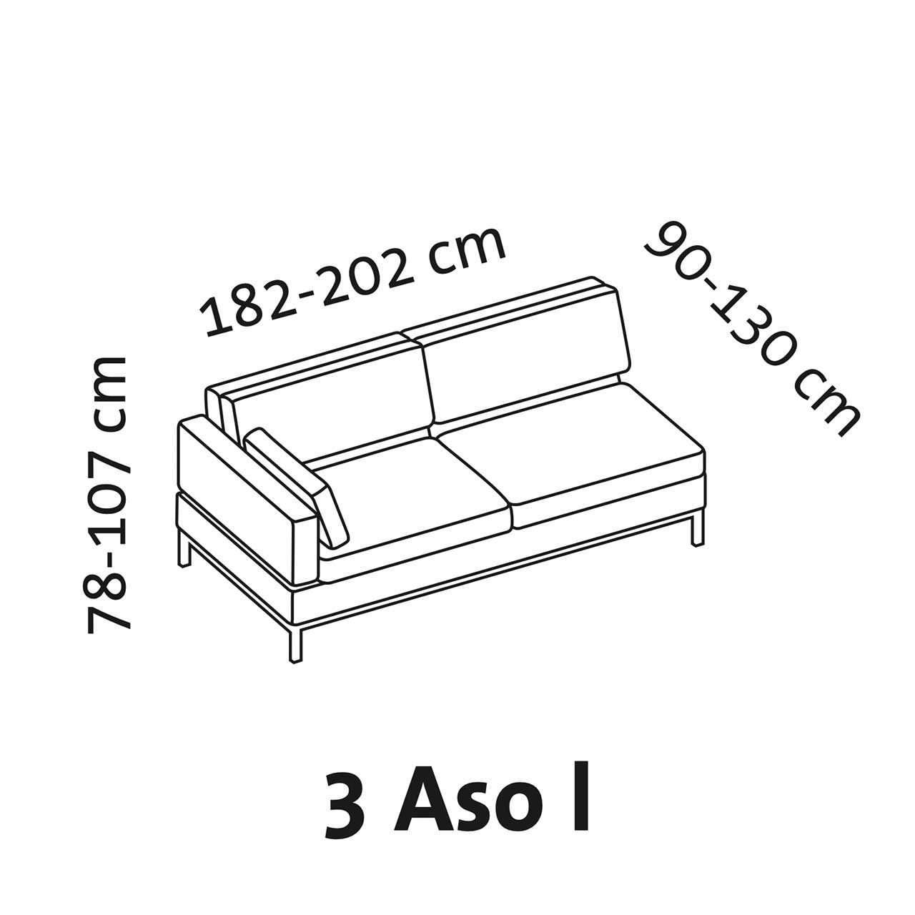 Maßzeichnung brühl tomo soft Anstellsofa