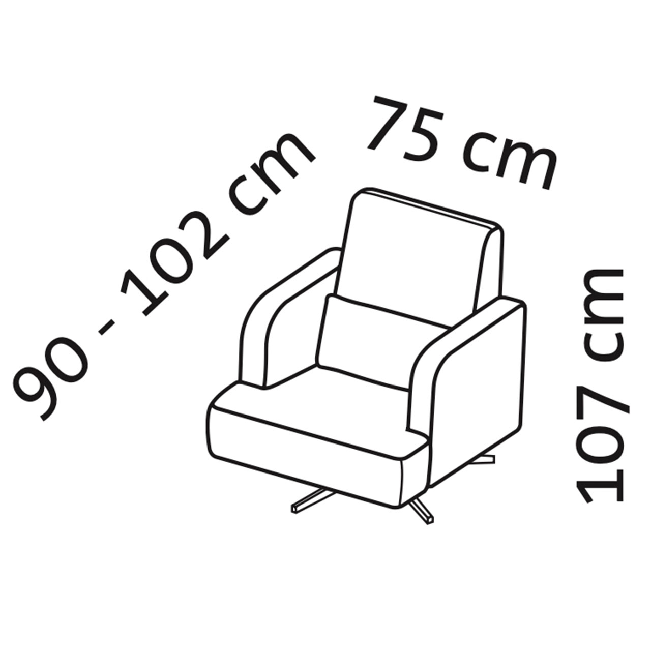 Maßzeichnung brühl aoyama Drehsessel