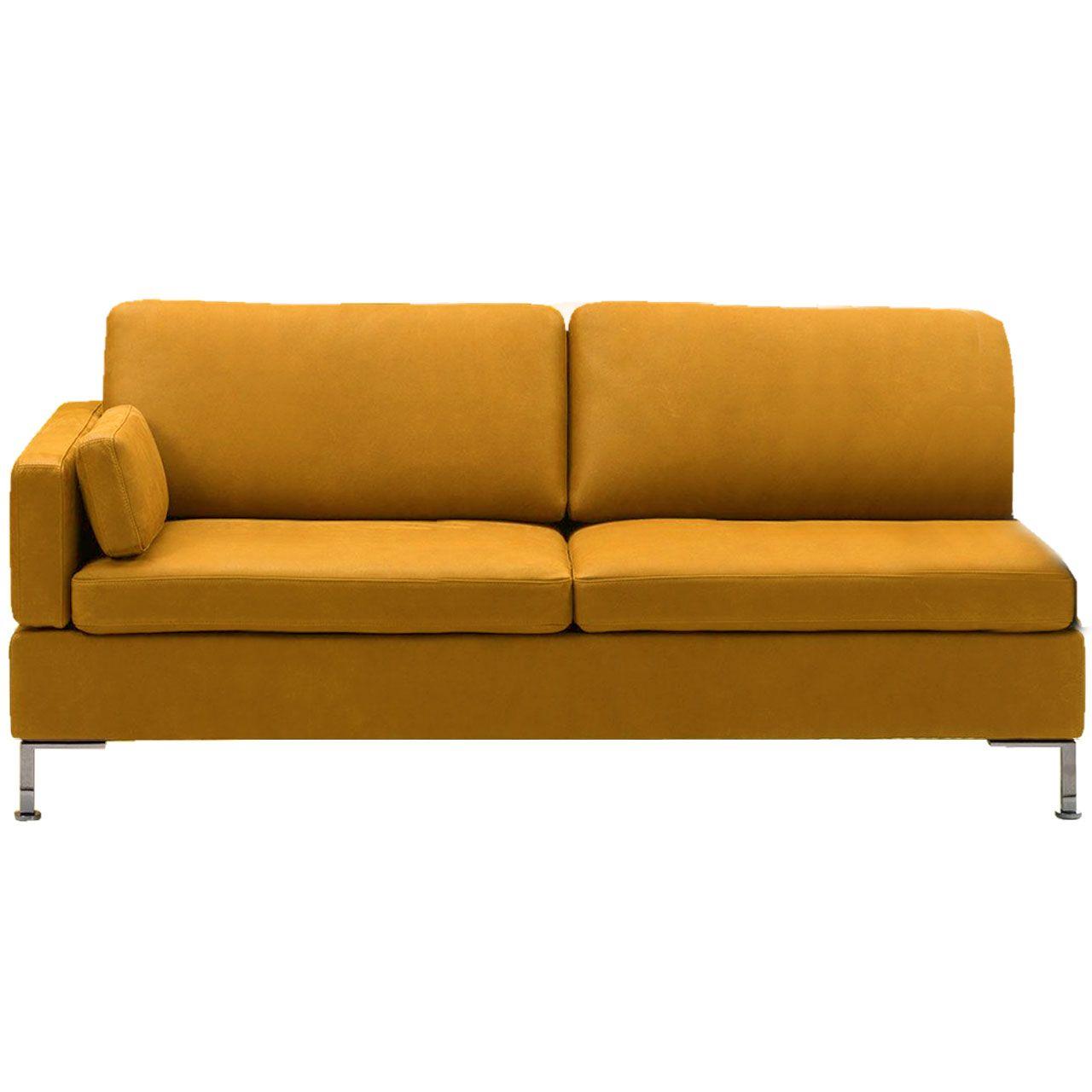Anstellsofa in caramellfarbenem Leder.