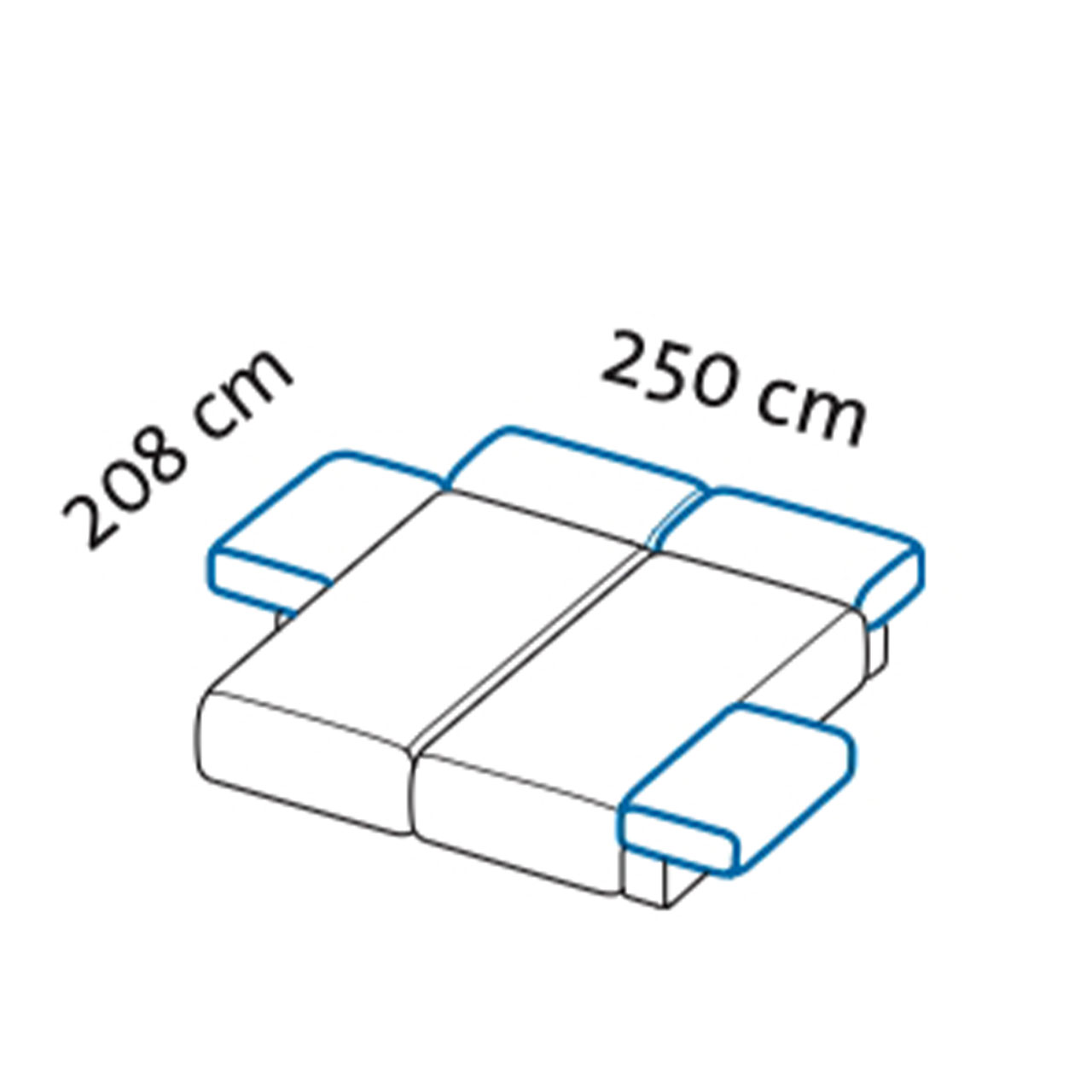 Maßzeichnung brühl piano Ecksofa