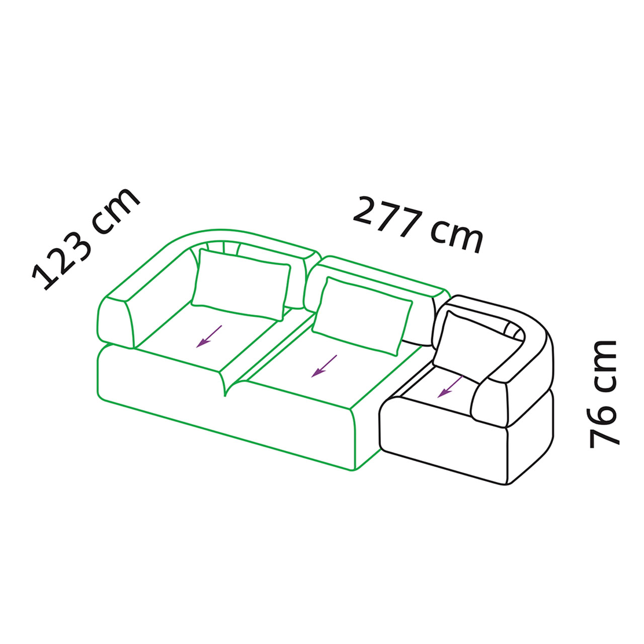 Maßzeichnung für Garnitur all together von brühl.