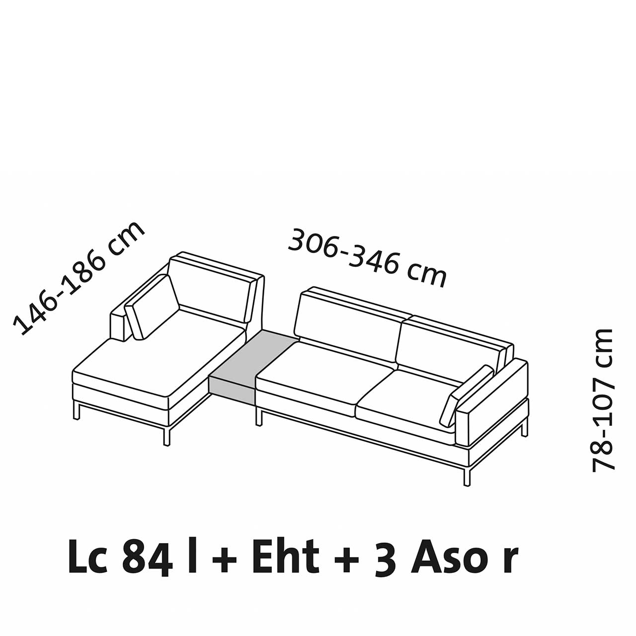 Maßzeichnung brühl tomo soft Eckgarnitur