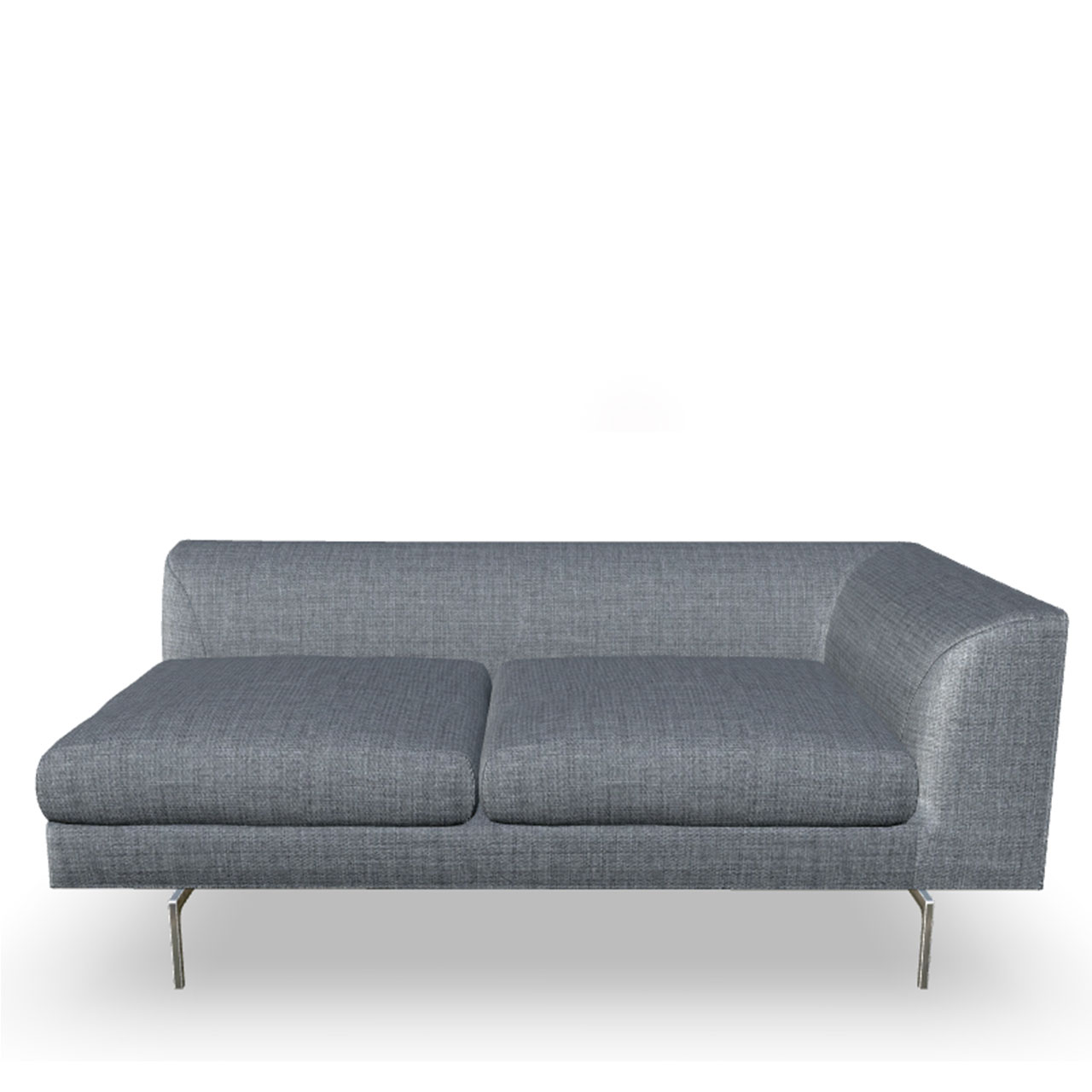 160 cm breites Sofaelement mit Armlehne rechts auf Einzelfüßen mit grauem Stoffbezug