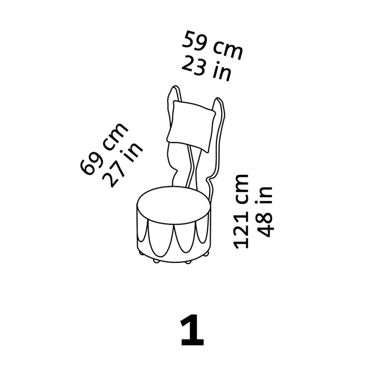 Maßzeichnung brühl libellule Sessel 69801