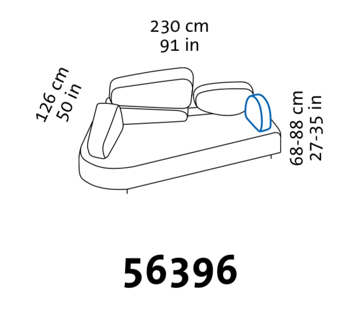 Maßzeichnung brühl mosspink Sofa