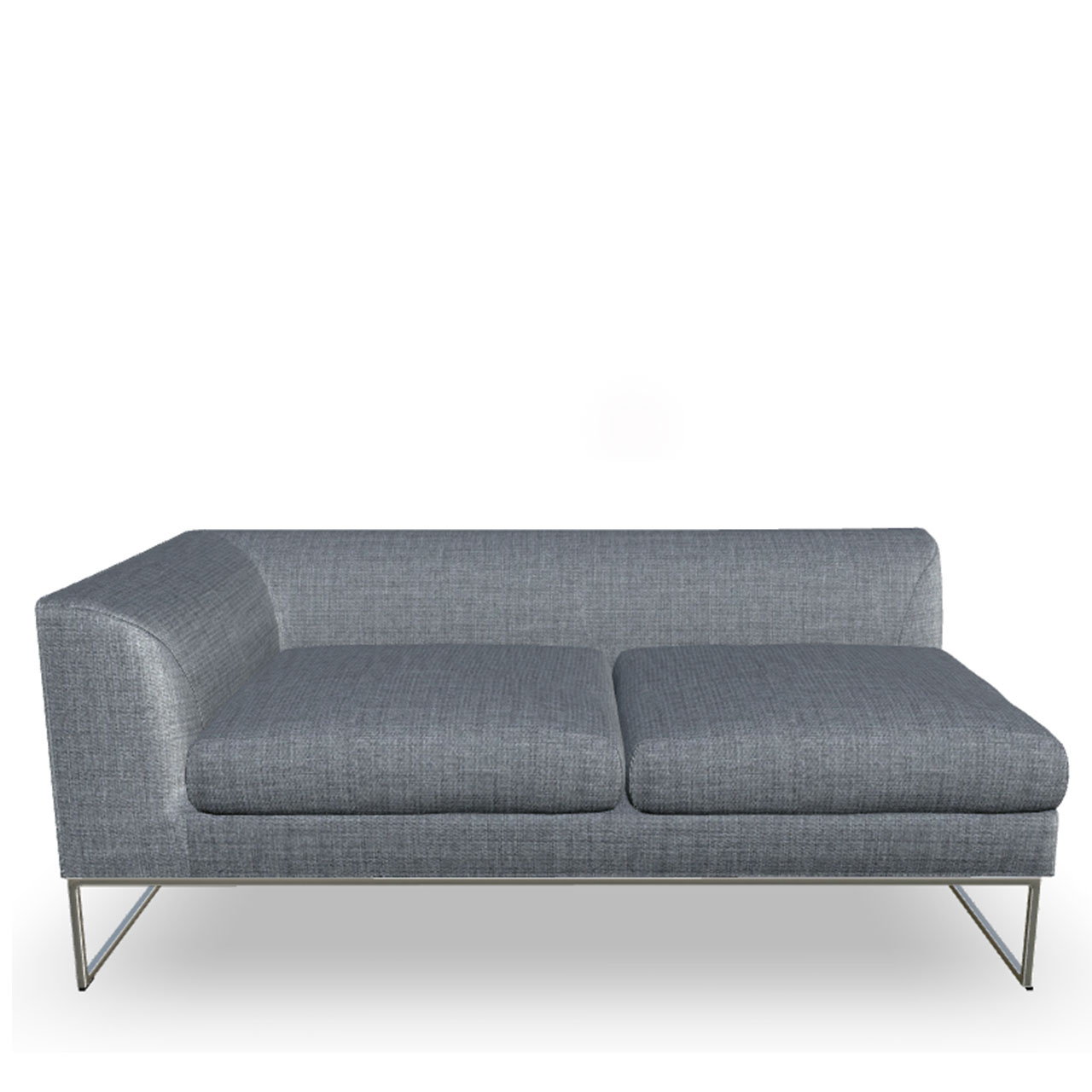 160 cm breites Sofaelement mit Armlehne links auf Kufen mit grauem Stoffbezug