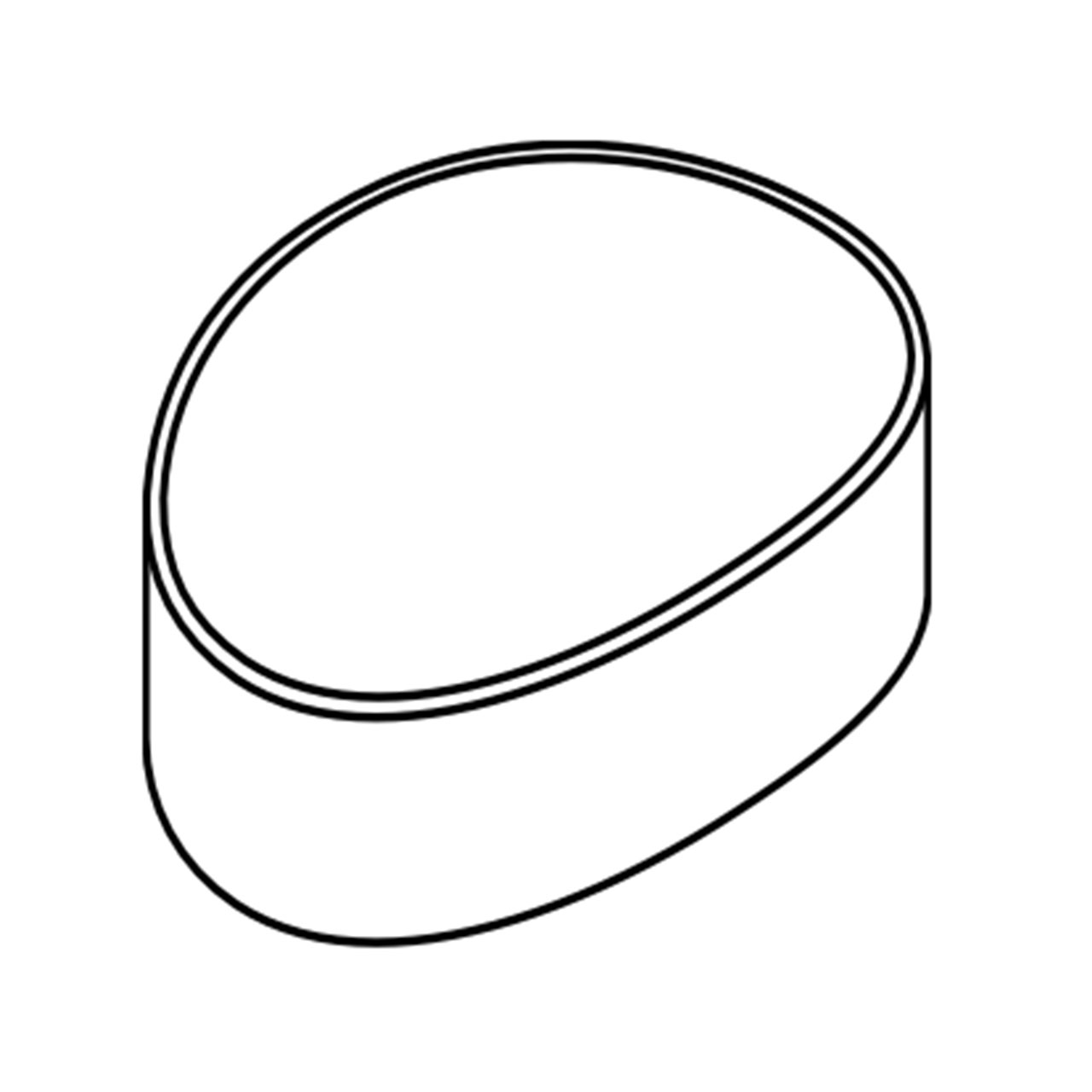 Skizze des ovalen Couchtisches mit flacher Platte