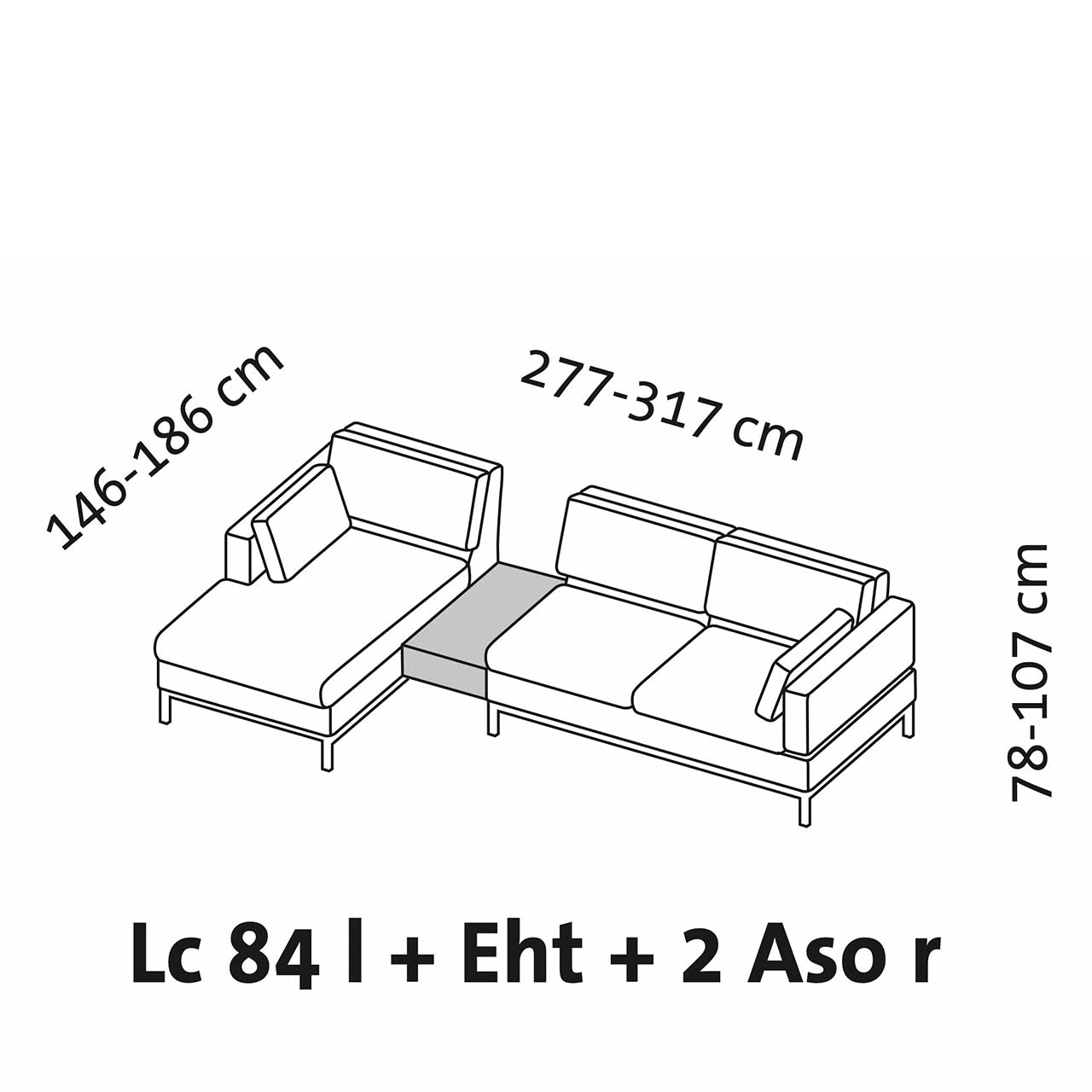 Maßzeichnung brühl tomo compact Eckgarnitur