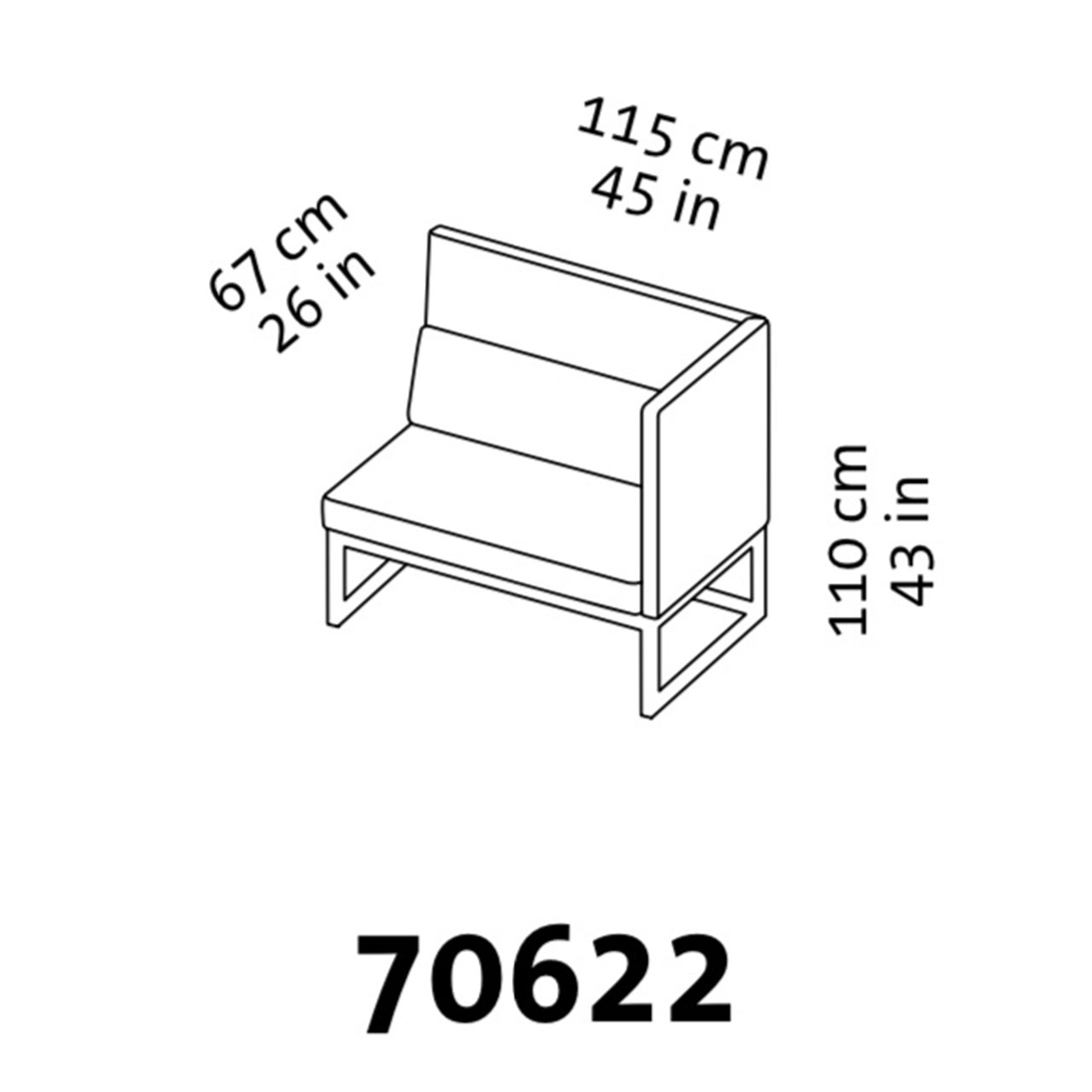 Maßzeichnung brühl belami high Polsterbank