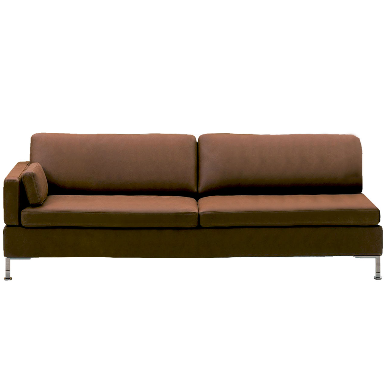 Anstellsofa in braunem Leder.