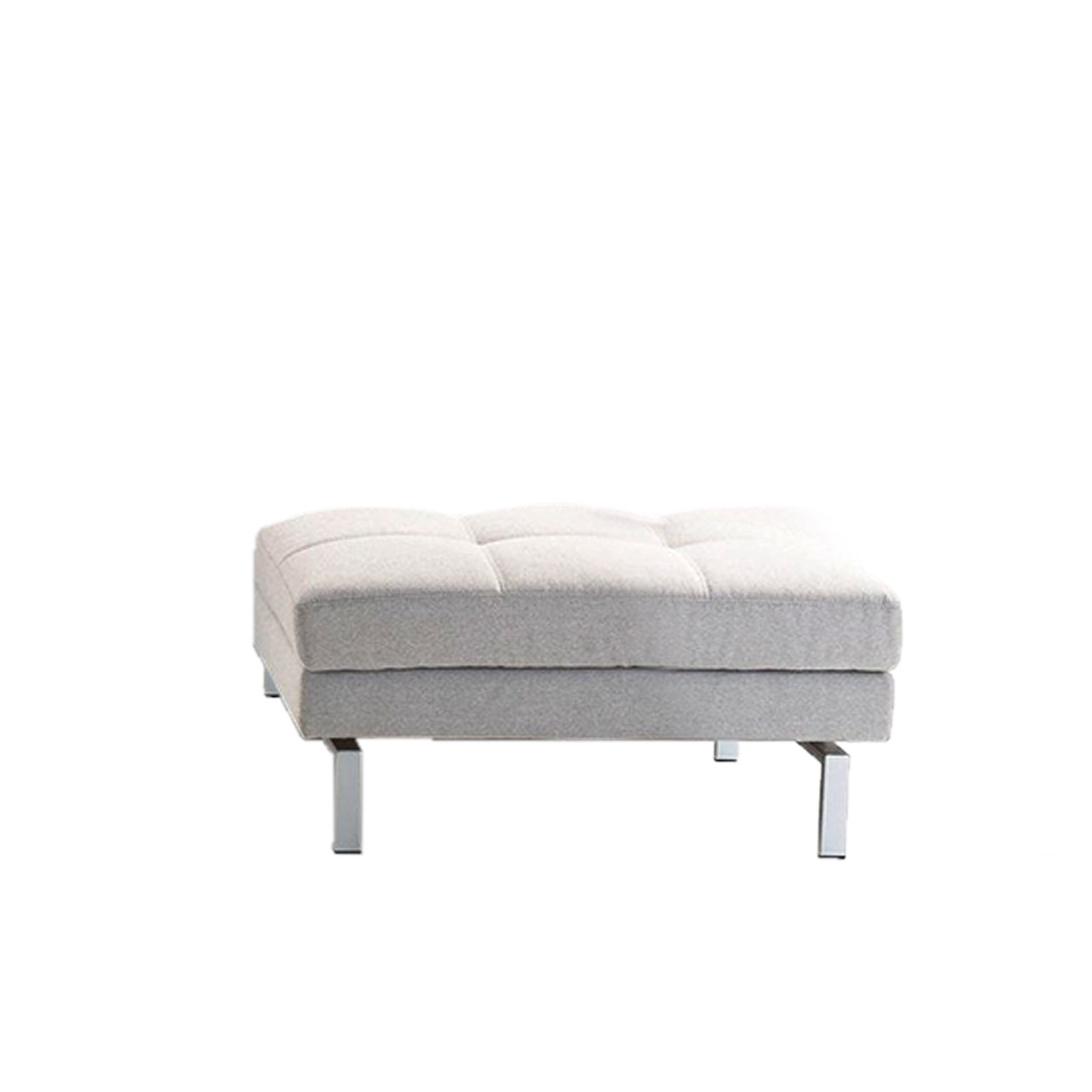 Mit weißem Stoff bezogener  Hocker. 