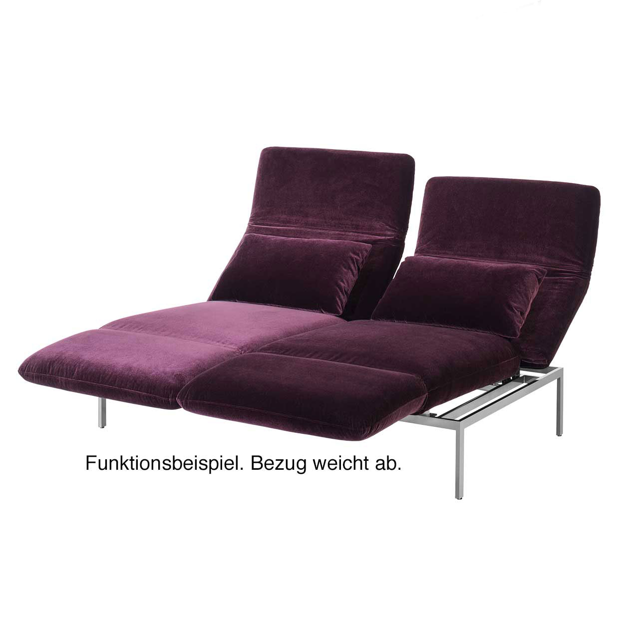 Beispielbild roro Sofa mit 2 Sitzen. Beide Sitze zur Relaxposition umgeschwenkt.