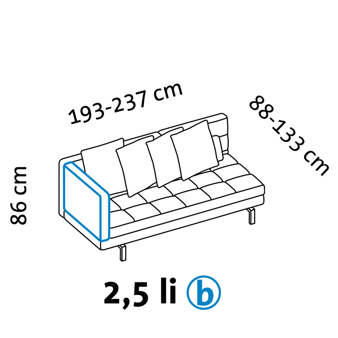 Maßzeichnung brühl amber 67726 Armlehne b