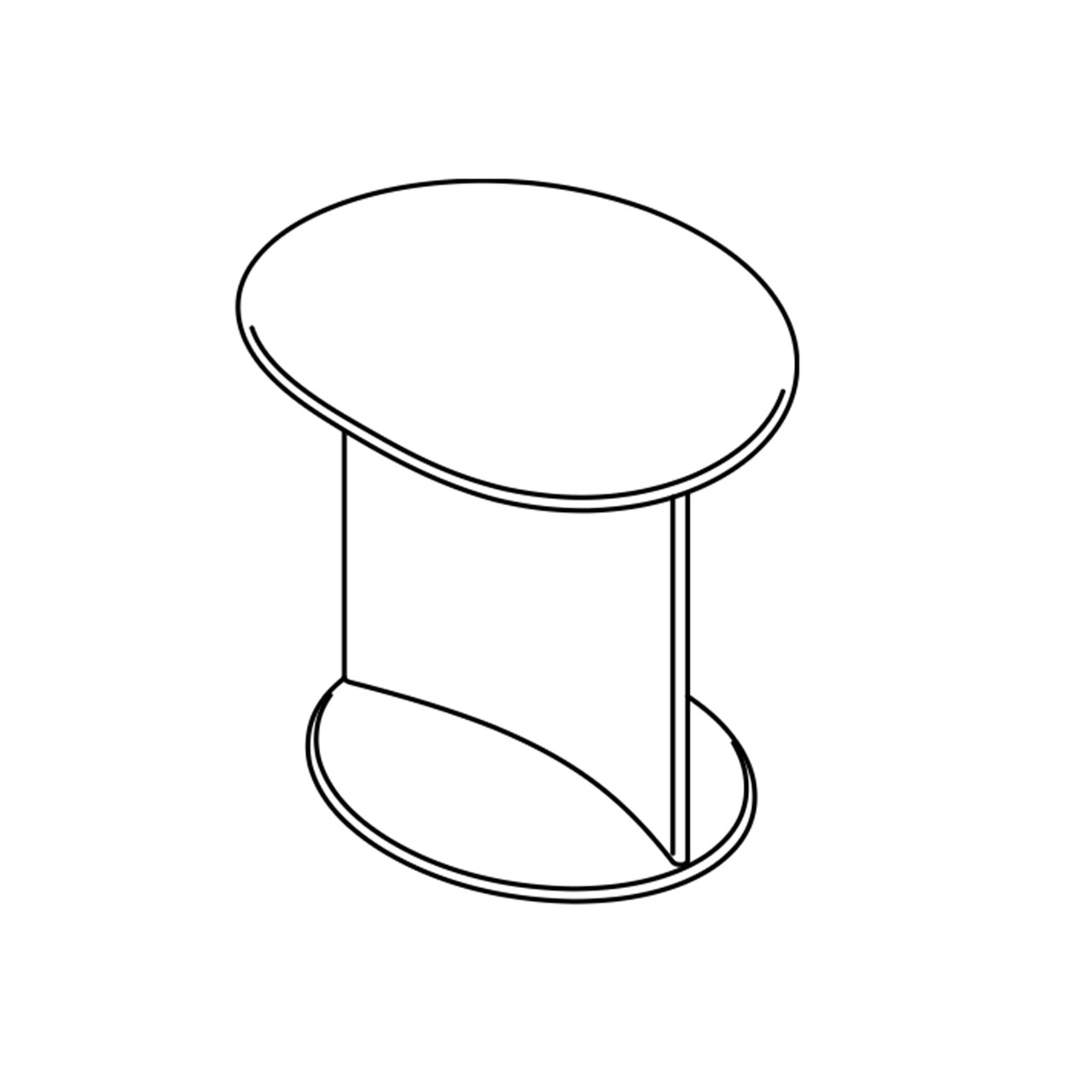 Skizze des organisch geformten Beistelltisches