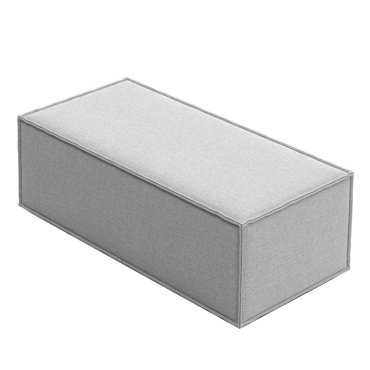 Rechteckiges Element aus hellgrauem Stoff.