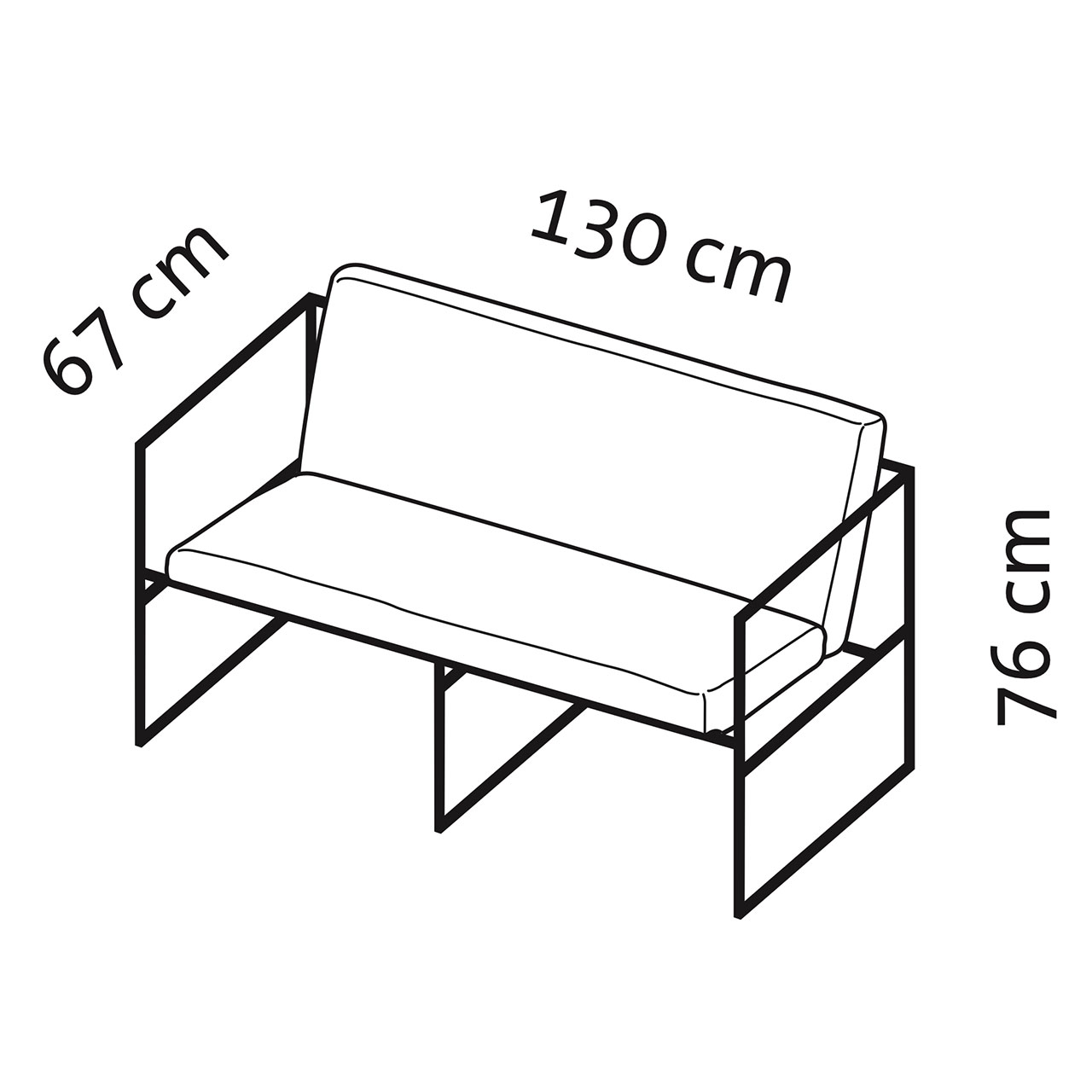 Maßzeichnung für den Sessel grace 68009.