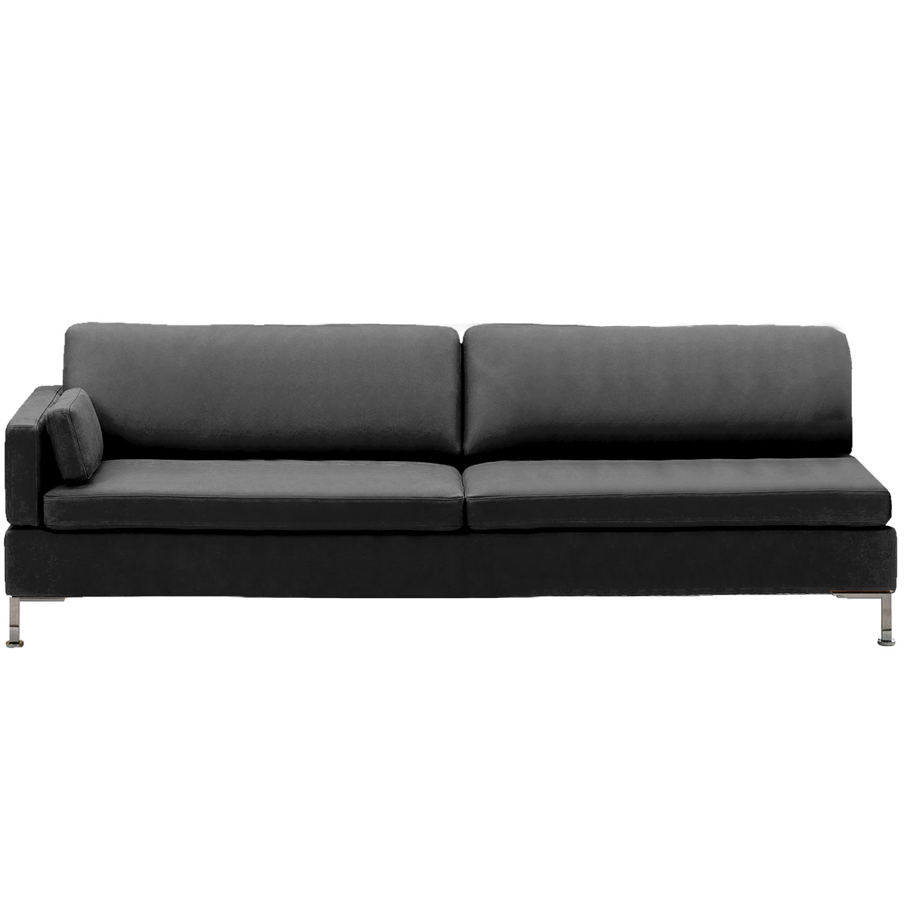 Anstellsofa in schwarzem Leder.