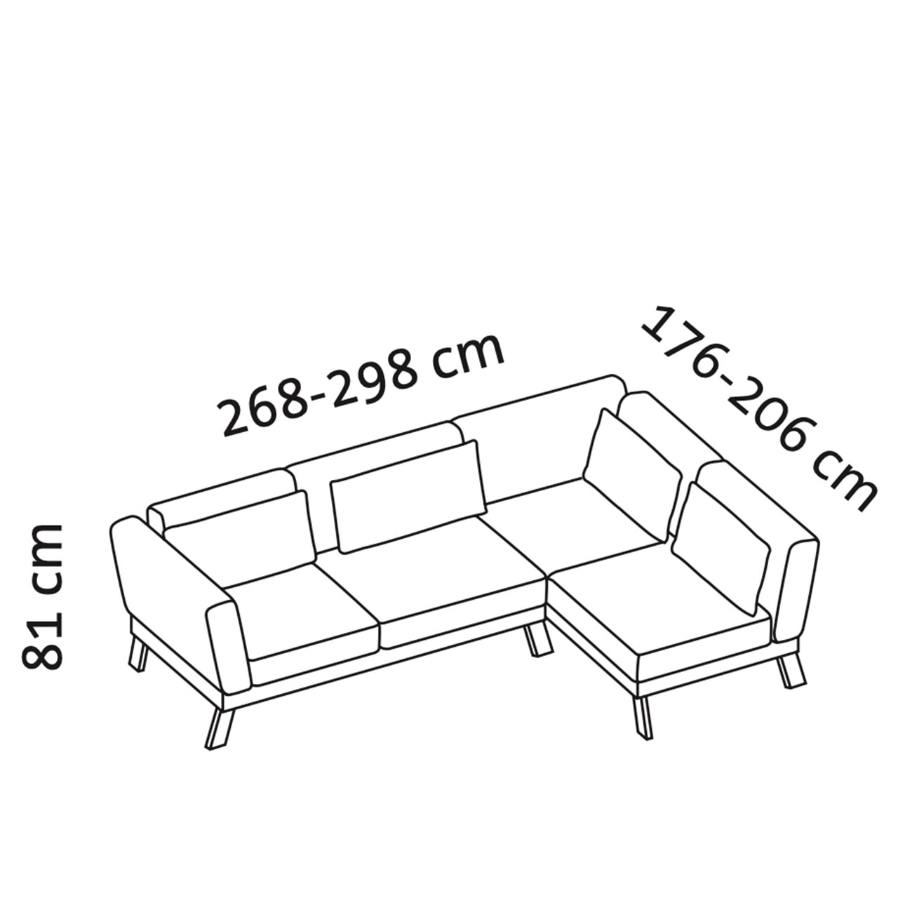Maßzeichnung brühl lofoten lounge Eckgarnitur