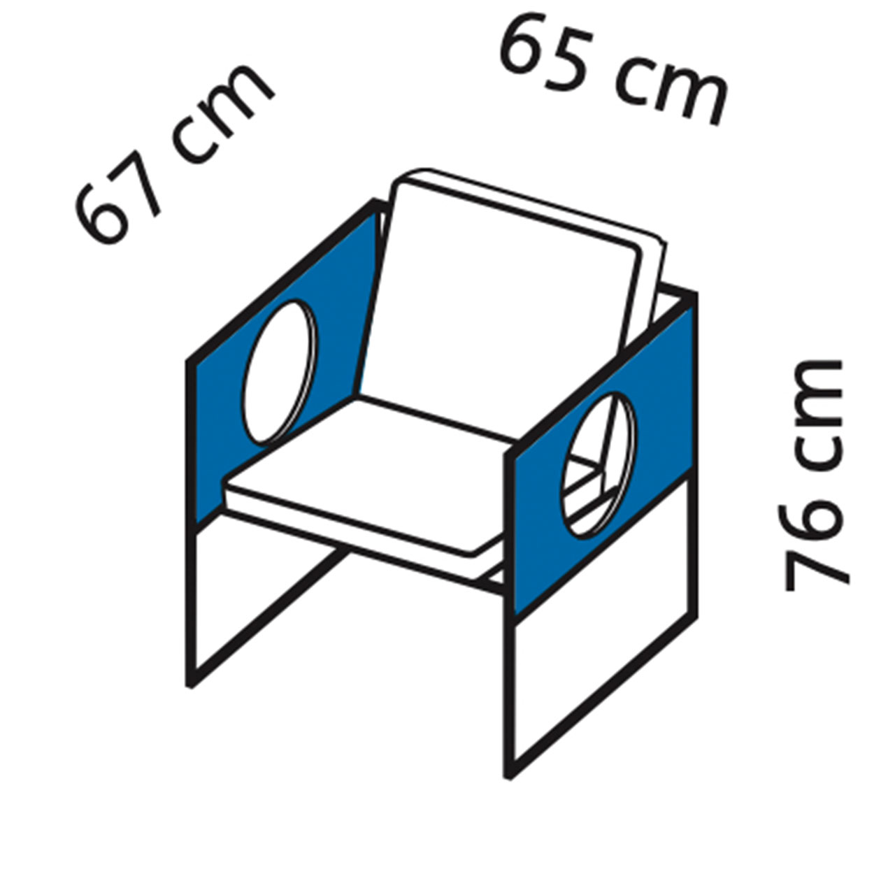 Maßzeichnung für den Sessel grace 68013.