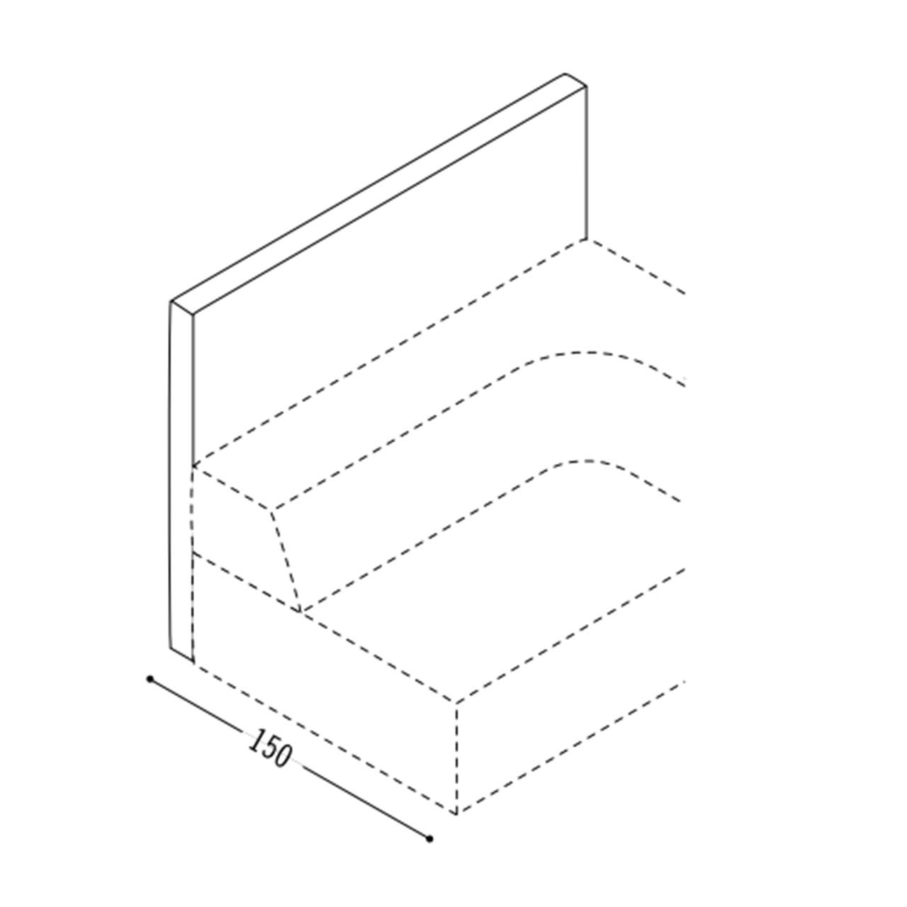 Skizze der 150 cm langen Anbauwan