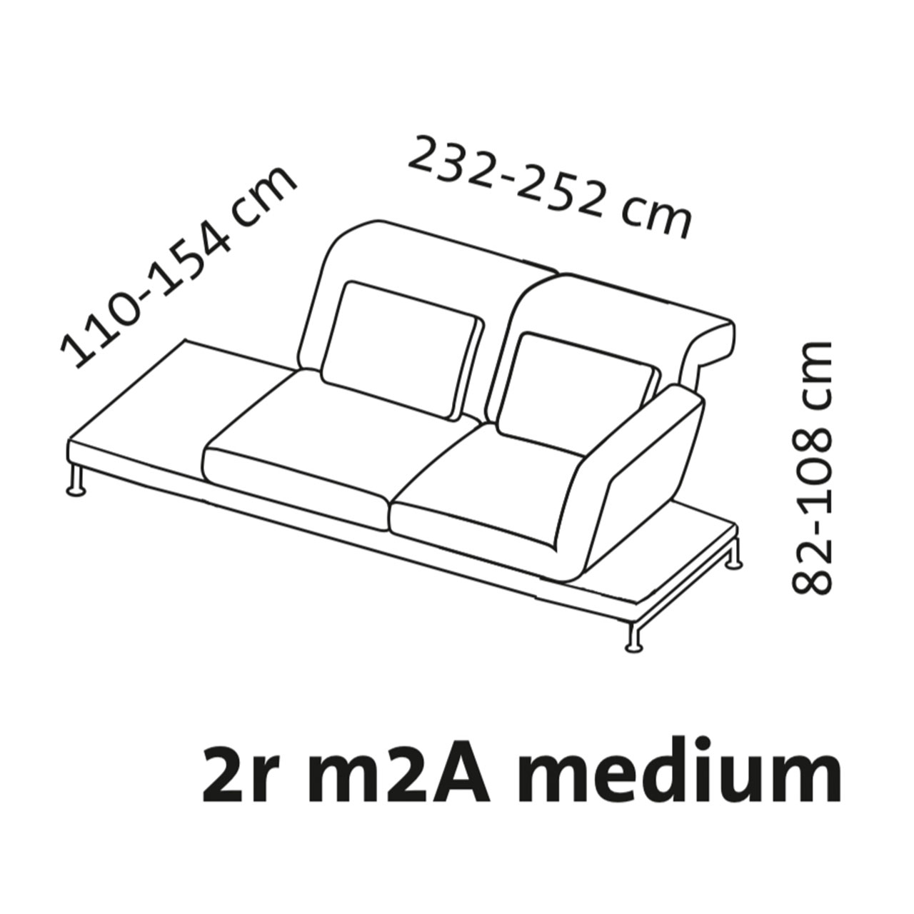 Maßzeichnung brühl moule medium Anstellsofa mit Ablage