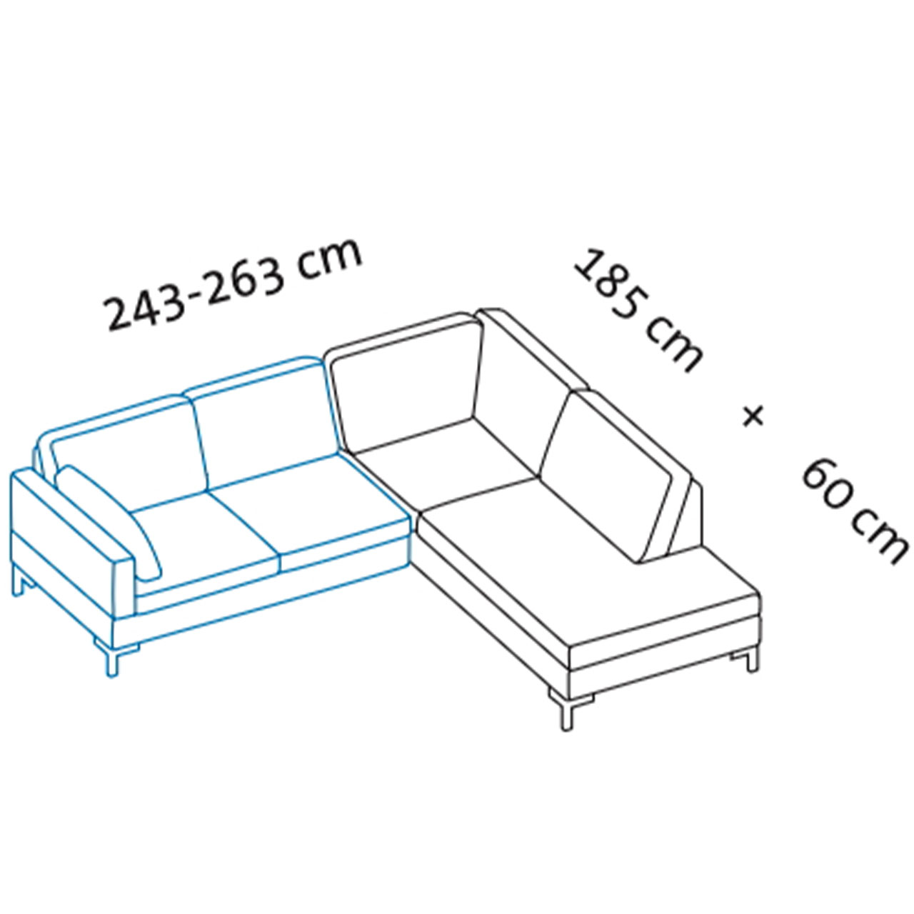 Maßzeichnung alba system Garnitur W1 + D2