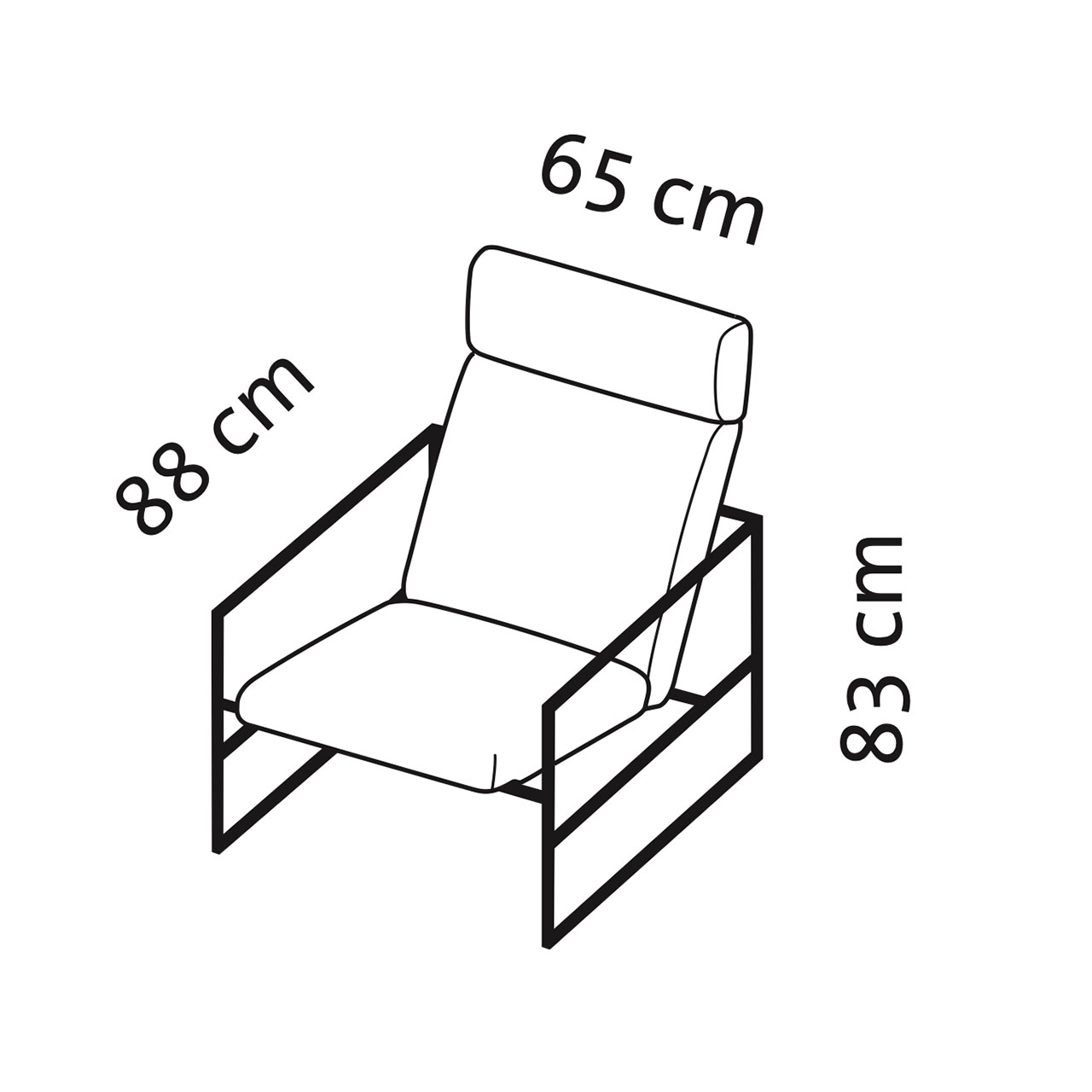 Maßzeichnung für den Lounge-Sessel grace 68011.