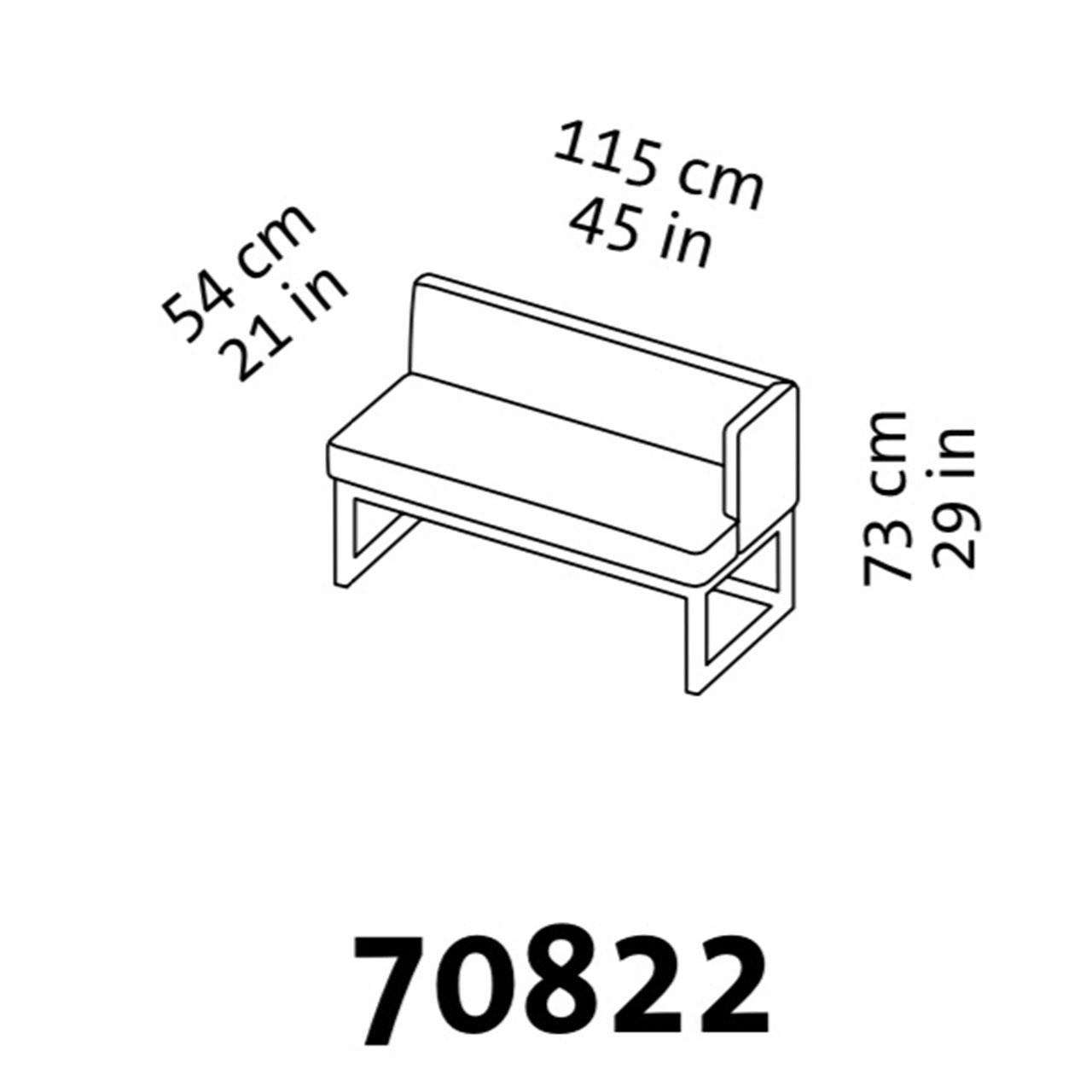 Maßzeichnung brühl belami low Polsterbank