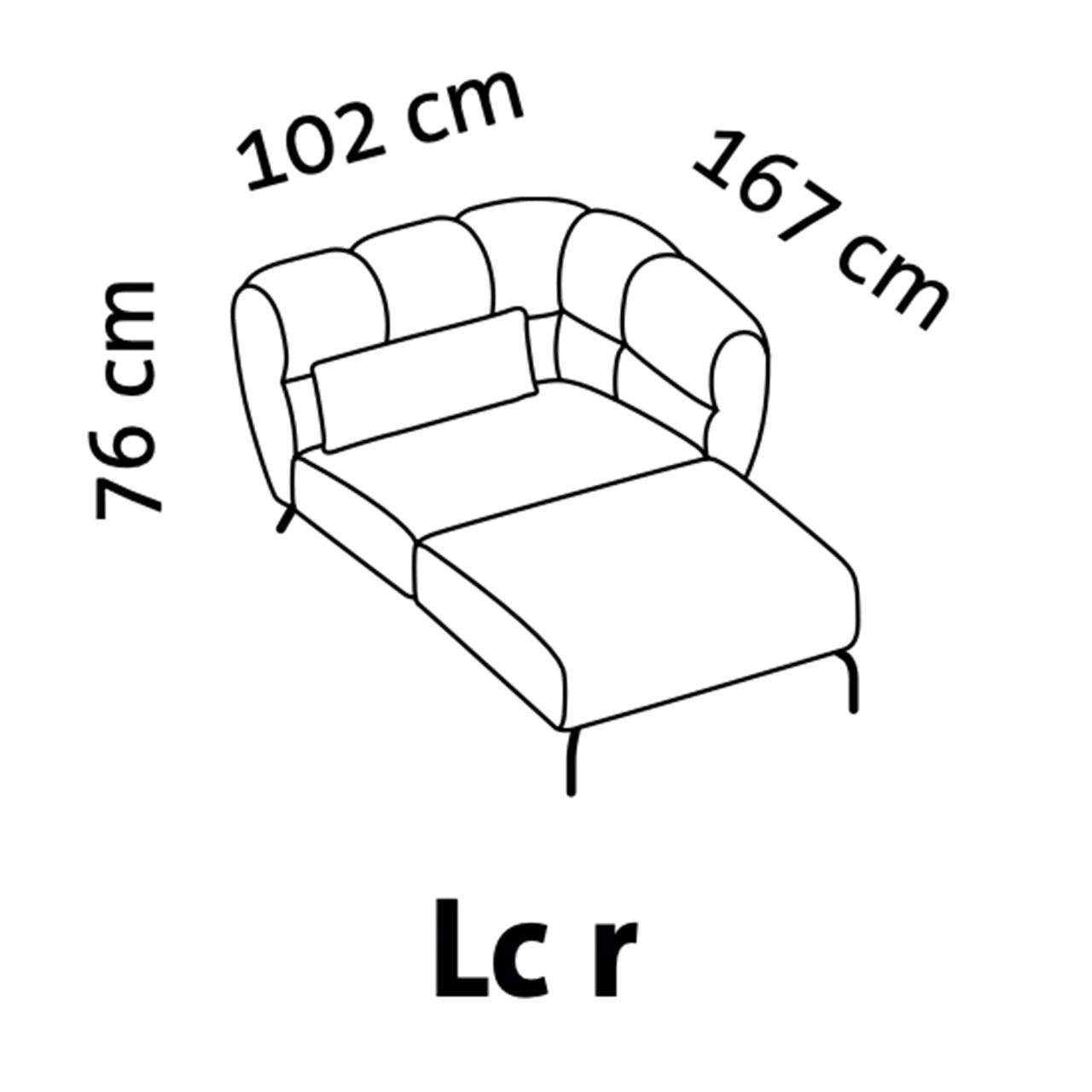Maßzeichnung brühl magnolia Longchair 73031