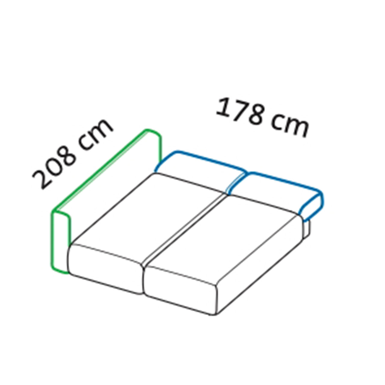 Maßzeichnung brühl piano Ecksofa