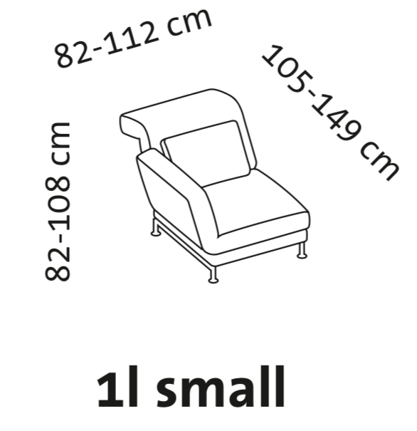 Maßzeichnung brühl moule small Drehsessel Armlehne links