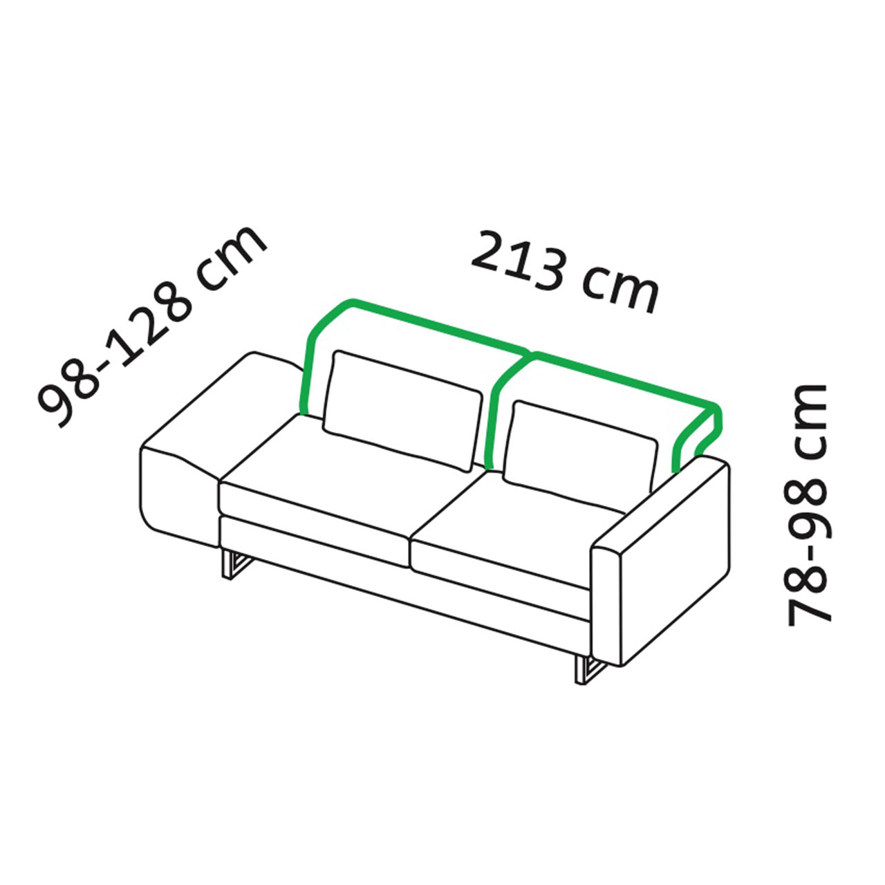 Maßzeichnung brühl embrace Sofa