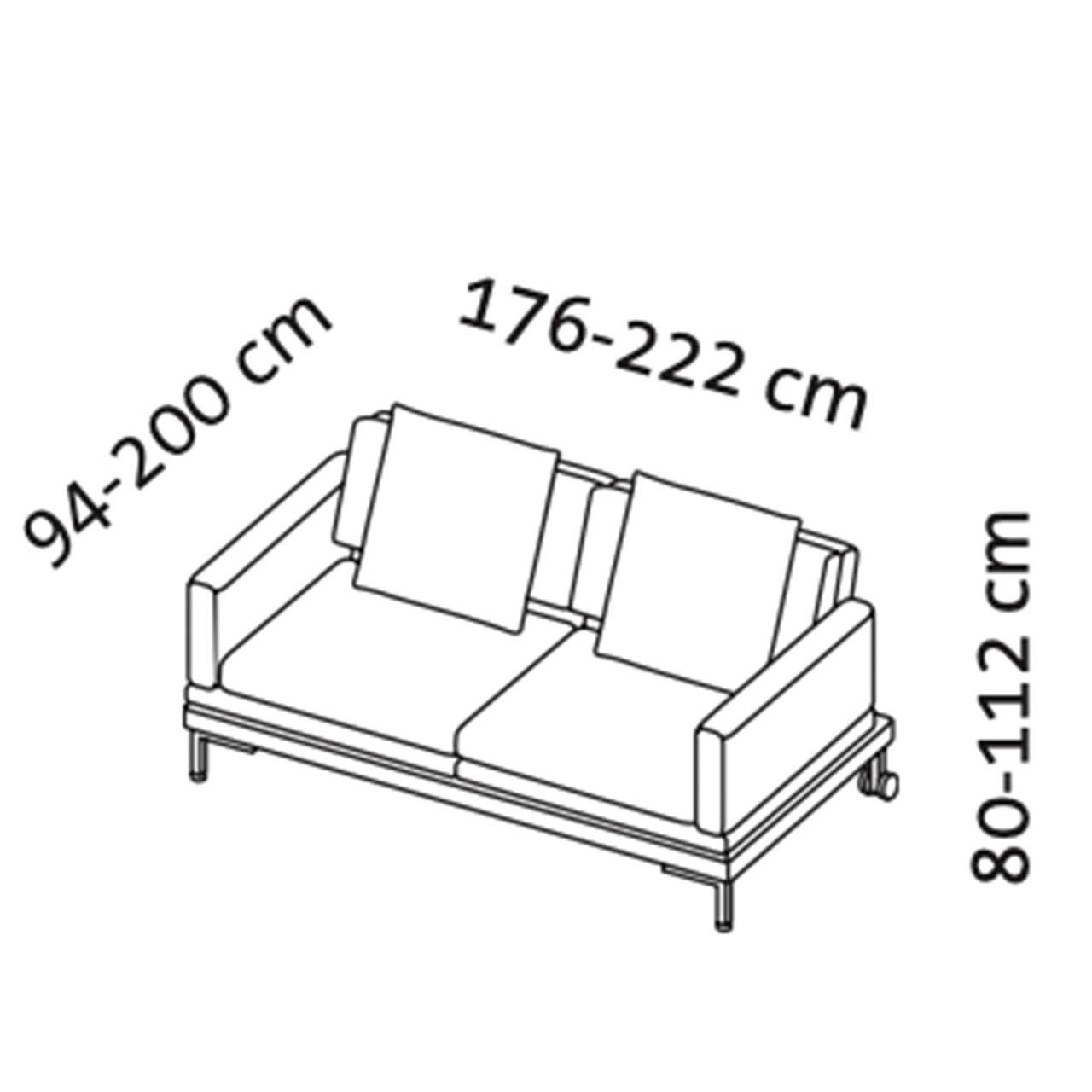 Maßzeichnung für das Bettsofa fold out 72215.