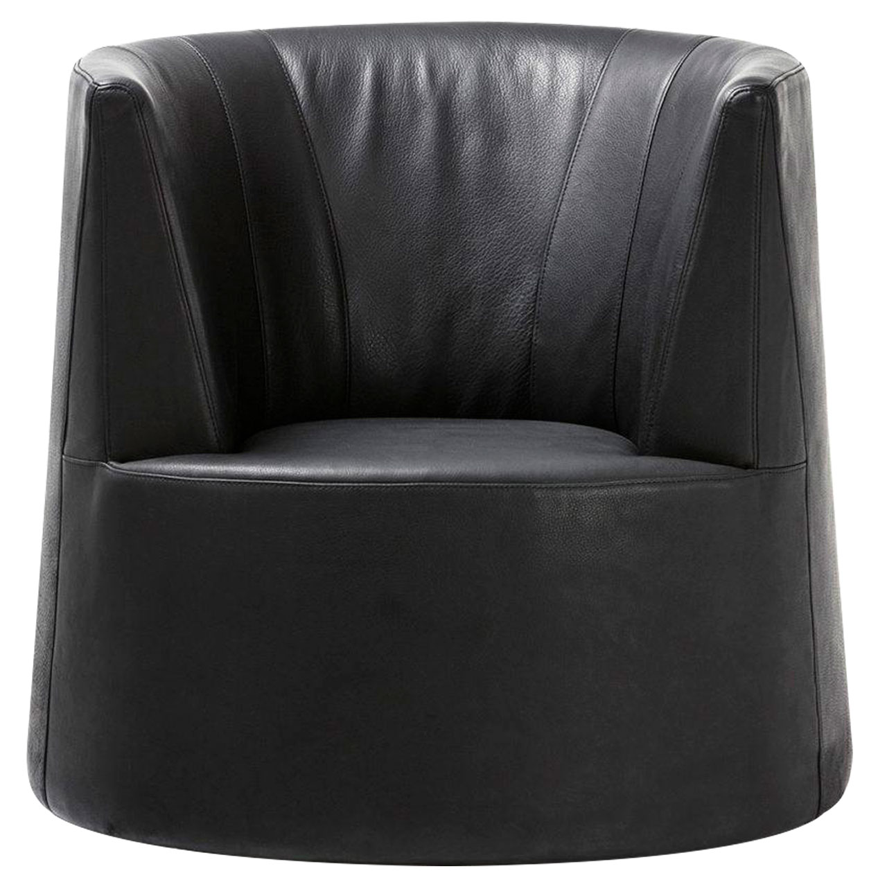 Schwarzer bodentiefer Ledersessel.