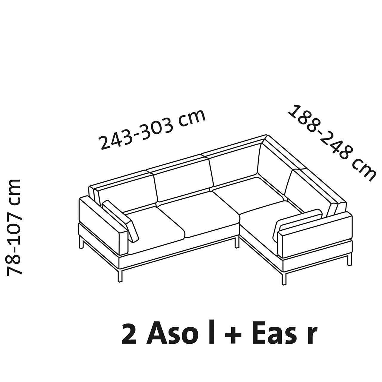 Maßzeichnung brühl tomo compact Eckgarnitur
