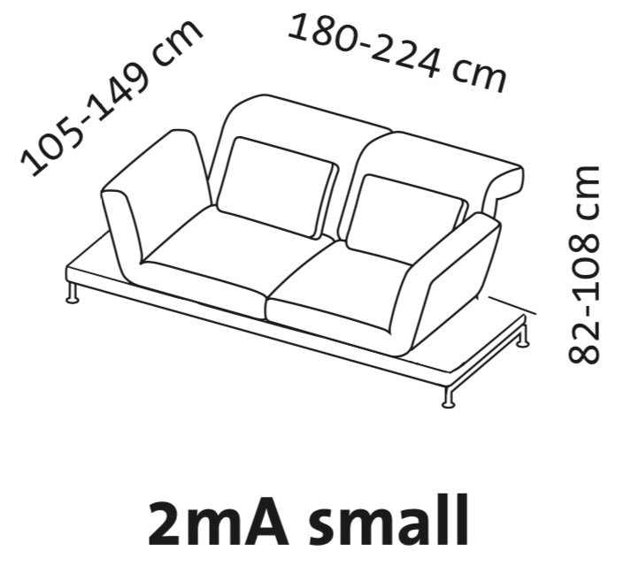 Maßzeichnung brühl moule small Sofa