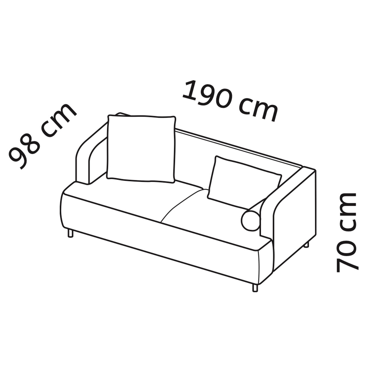 Maßzeichnung brühl aoyama Sofa 2,5-Sitzer