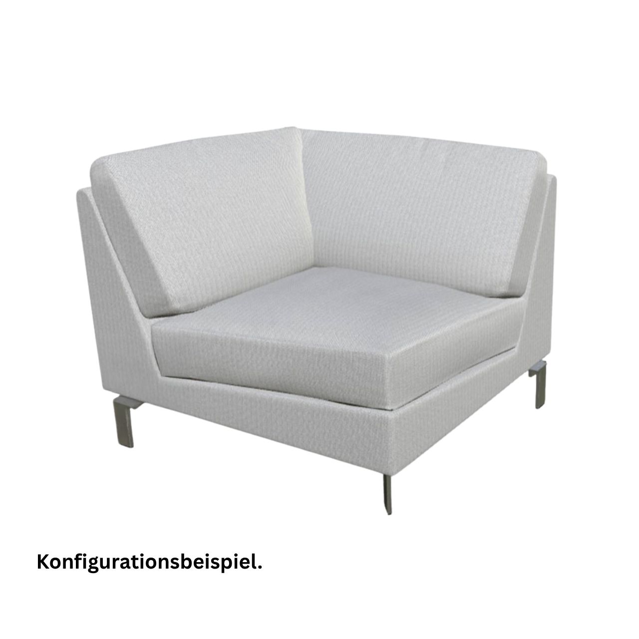 COR Conseta Eckelement 40990. Tiefe 86 cm, Breite 96 cm. Konfigurationsbeispiel mit Schmalfüßen.