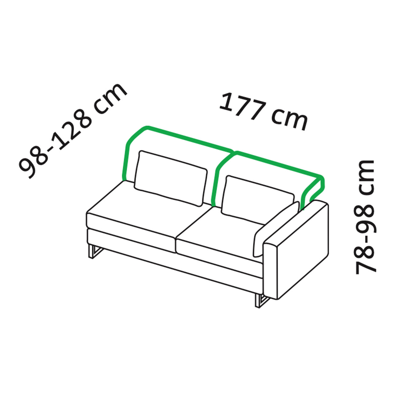 Maßzeichnung brühl embrace Anstellsofa