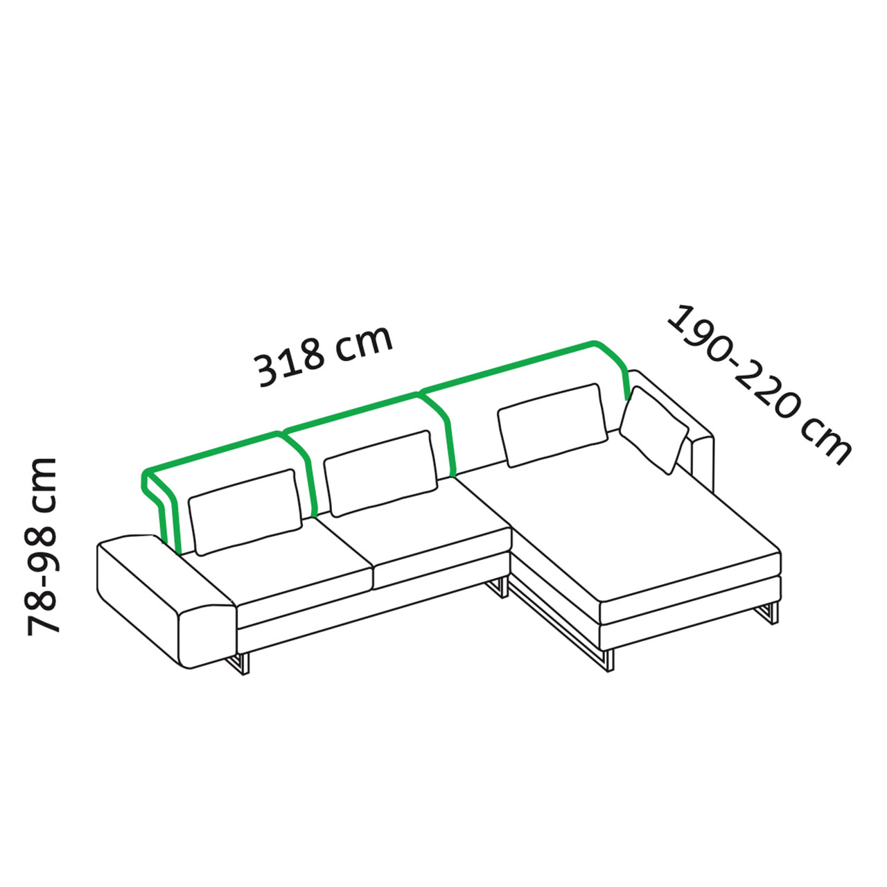 Maßzeichnung brühl embrace Garnitur