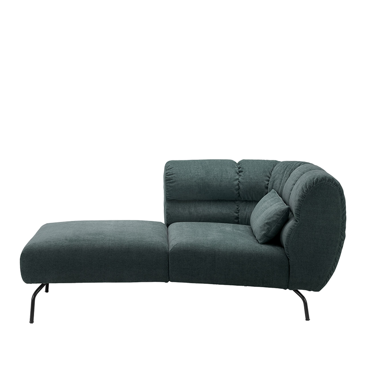 Longchair der Serie brühl magnolia in dunkelgrünem Stoff.