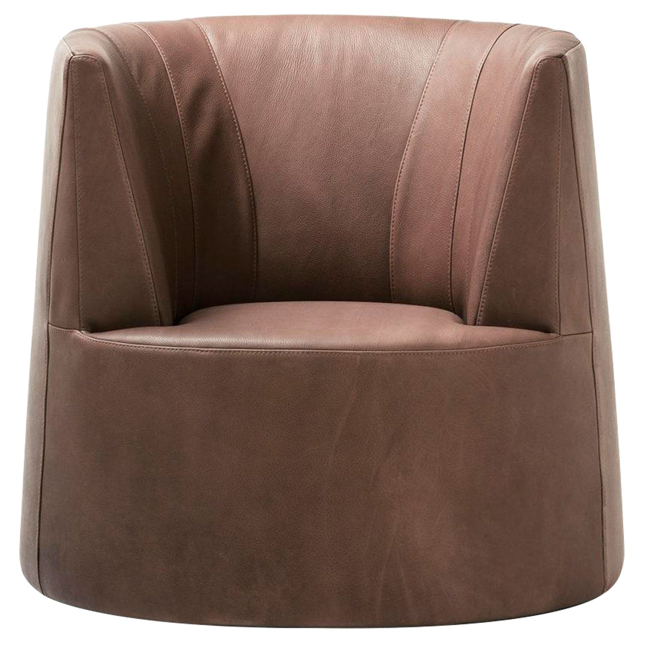 Brauner bodentiefer Ledersessel.