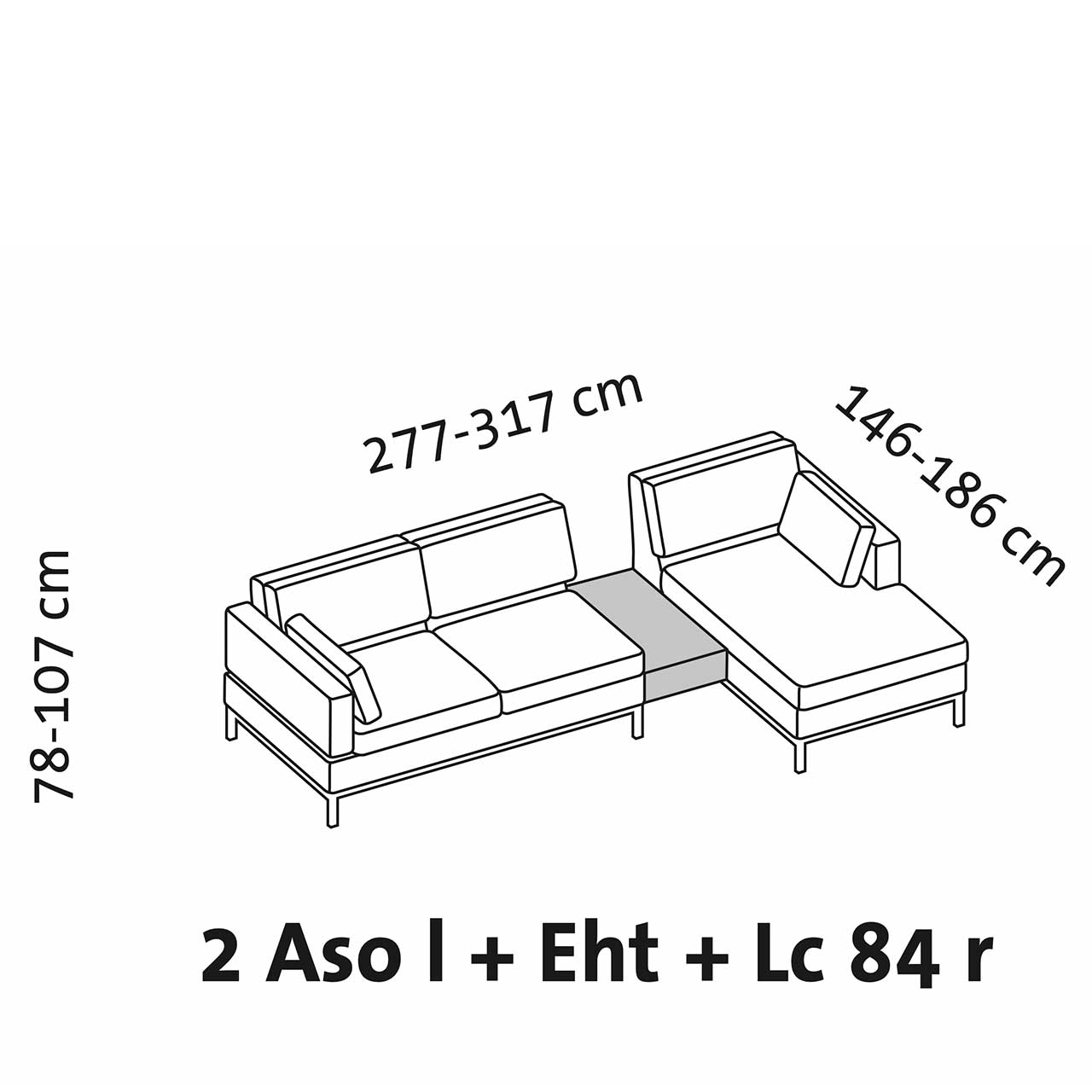 Maßzeichnung brühl tomo soft Eckgarnitur